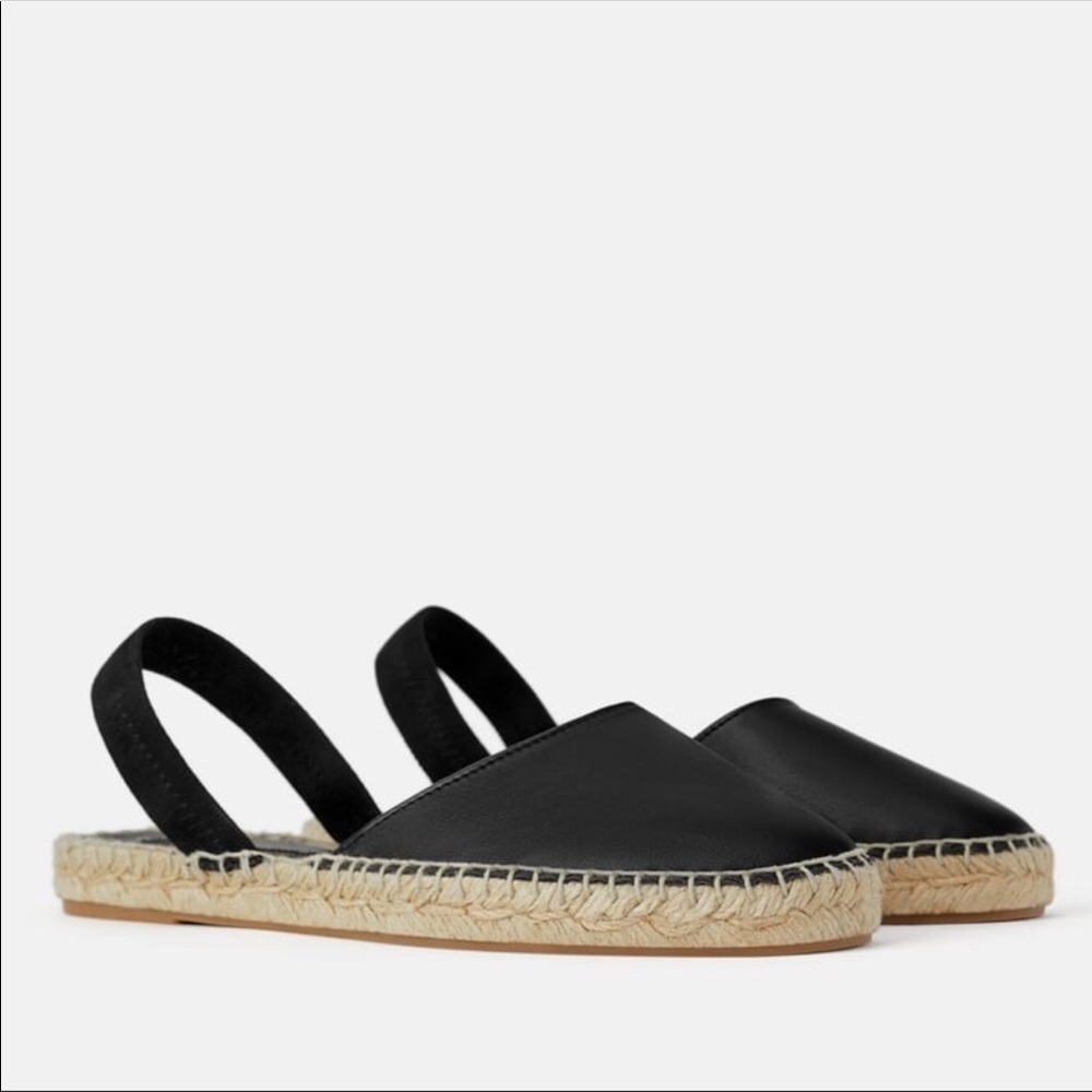NWT’s Zara Black Sling Back Espadrille 7.5 38 - Picture 4 of 5